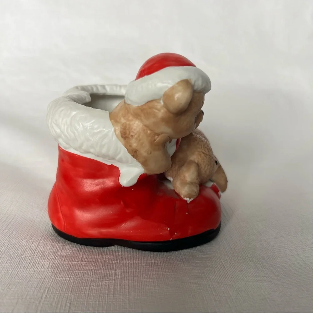 Vintage 1988 House of Lloyd Christmas Teddy Bear Santa Boots Ceramic Fig…
